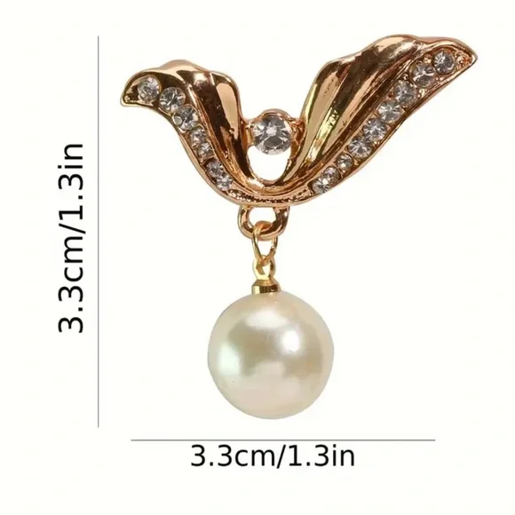 Elegant Gold and Pearl Brooch - Picture 3 of 3